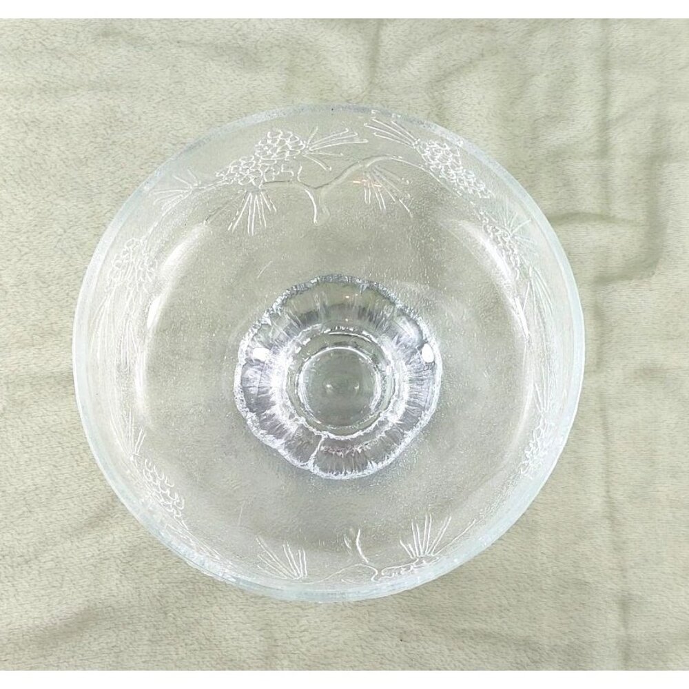 Ponderosa Pine Salad Bowl Set by Tiara 80s/90s 3 Piece Set Clear Glass Pinecones - Picture 6 of 16